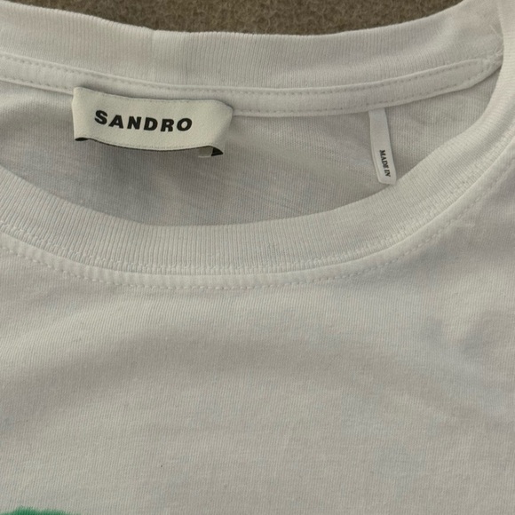 SANDRO smiley-face print T-shirt Women Size Large - Picture 2 of 8